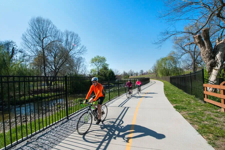 People riding the greenway trails in Springdale, AR